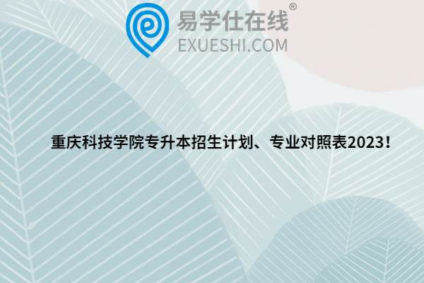 重庆科技学院专升本招生计划、专业对照表2023！