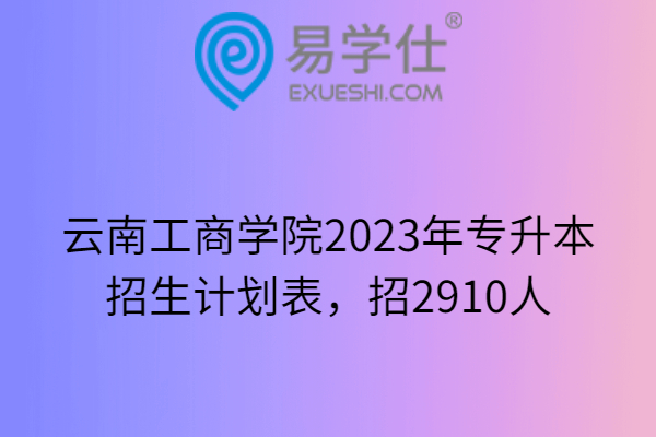 云南工商学院2023年专升本招生计划