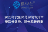 2023年安阳师范学院专升本录取分数线：建卡和普通批