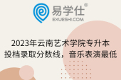 2023年云南艺术学院专升本投档录取分数线，音乐表演最低
