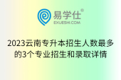 2023云南专升本招生人数最多的3个专业招生和录取详情