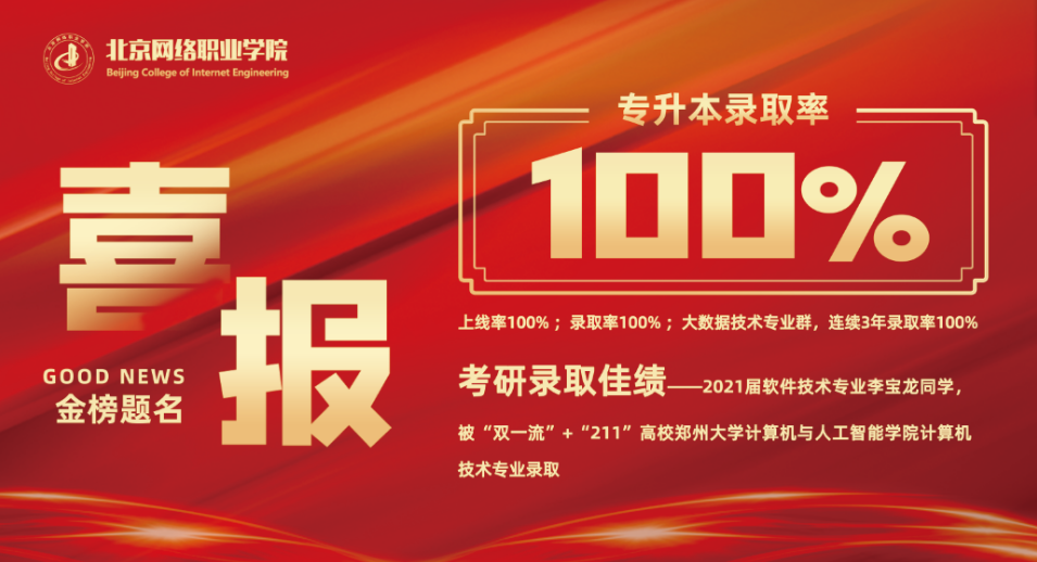 北京网络职业学院专升本录取率100%