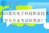 2025重庆电子科技职业大学专升本考试科类表