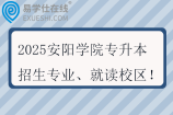 2025安阳学院专升本招生专业、就读校区