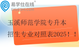 玉溪师范学院专升本招生专业对照表2025