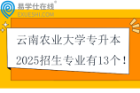 云南农业大学专升本2025招生专业有13个