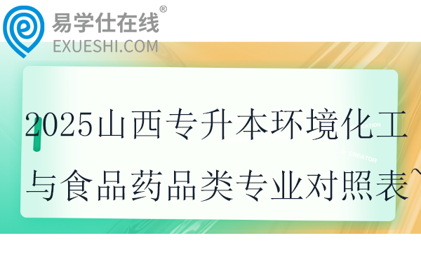 2025山西专升本环境化工与食品药品类专业对照表~