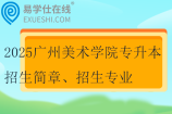 2025广州美术学院专升本招生简章、招生专业、考试科目