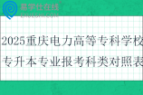 2025重庆电力高等专科学校专升本专业报考科类对照表！！