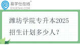 潍坊学院专升本2025招生计划多少人？