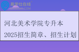 河北美术学院专升本2025招生简章、招生计划