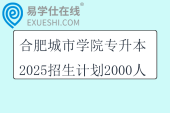 合肥城市学院专升本2025招生计划2000人