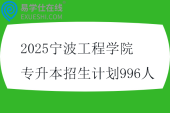 2025宁波工程学院专升本招生计划996人
