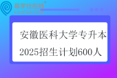 安徽医科大学专升本2025招生计划600人