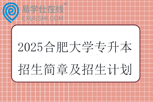 2025合肥大学专升本招生简章及招生计划