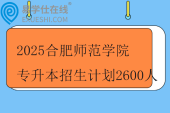 2025合肥师范学院专升本招生计划2600人