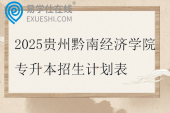 2025贵州黔南经济学院专升本招生计划表