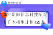 2025贵阳信息科技学院专升本招生计划852人
