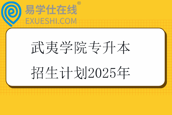 武夷学院专升本招生计划2025年