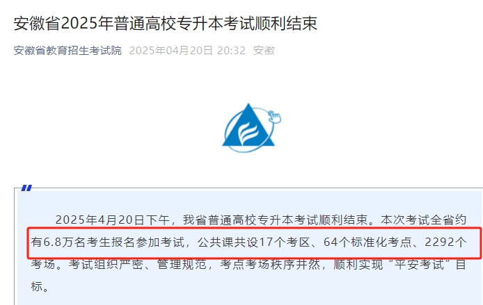 2025安徽专升本考试人数