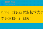 2025广西农业职业技术大学专升本招生计划表~
