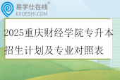 2025重庆财经学院专升本招生计划及专业对照表