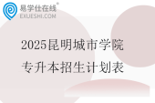 2025昆明城市学院专升本招生计划表