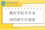 肇庆学院专升本2025招生计划表