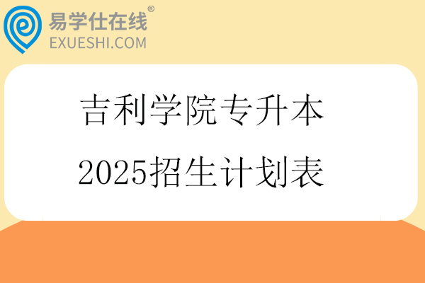 吉利学院专升本2025招生计划表