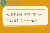 安徽专升本环境工程专业可以报什么学校2025