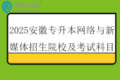 2025安徽专升本网络与新媒体招生院校及考试科目