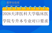 2026天津医科大学临床医学院专升本专业对口要求