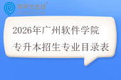 2026年广州软件学院专升本招生专业目录表