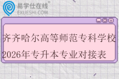 齐齐哈尔高等师范专科学校2026年专升本专业对接表