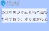 2026年黑龙江幼儿师范高等专科学校专升本专业对接表