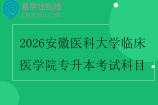 2026安徽医科大学临床医学院专升本考试科目
