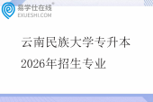 云南民族大学专升本2026年招生专业