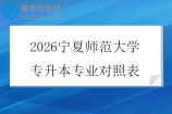 2026宁夏师范大学专升本专业对照表