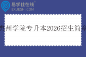 惠州学院专升本2026招生简章