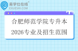 合肥师范学院专升本2026专业及招生范围