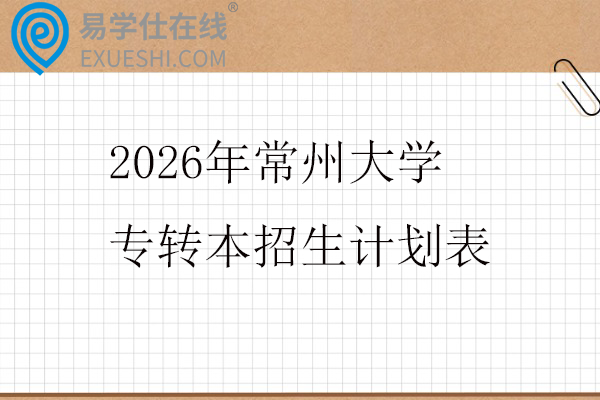 2026年常州大学专转本招生计划