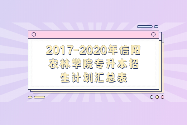 2017-2020年信阳农林学院专升本招生计划汇总表