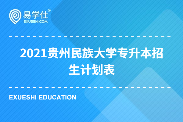 2021贵州民族大学专升本招生计划表