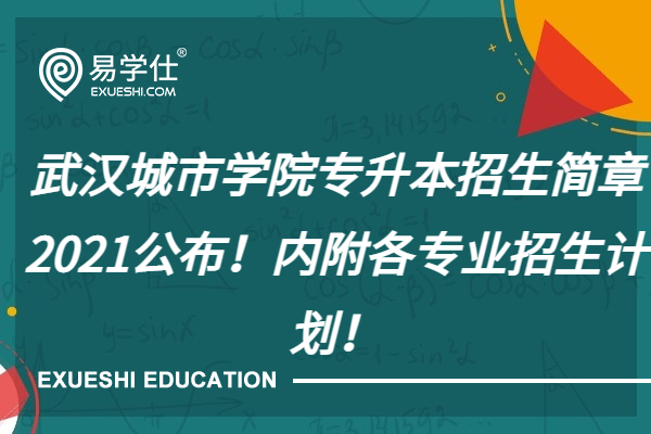 武汉城市学院专升本招生简章2021公布！内附各专业招生计划！