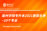 亳州学院专升本2021录取名单~10个专业