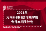 2021年河南开封科技传媒学院专升本招生计划，共1300人
