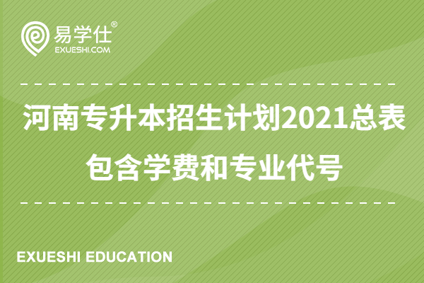 河南专升本2021招生计划总表